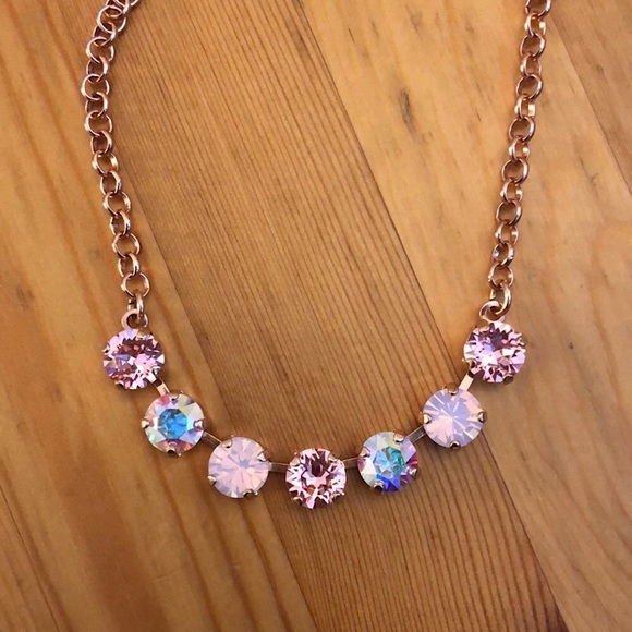 Pink Opal + Rose AB Crystal Necklace